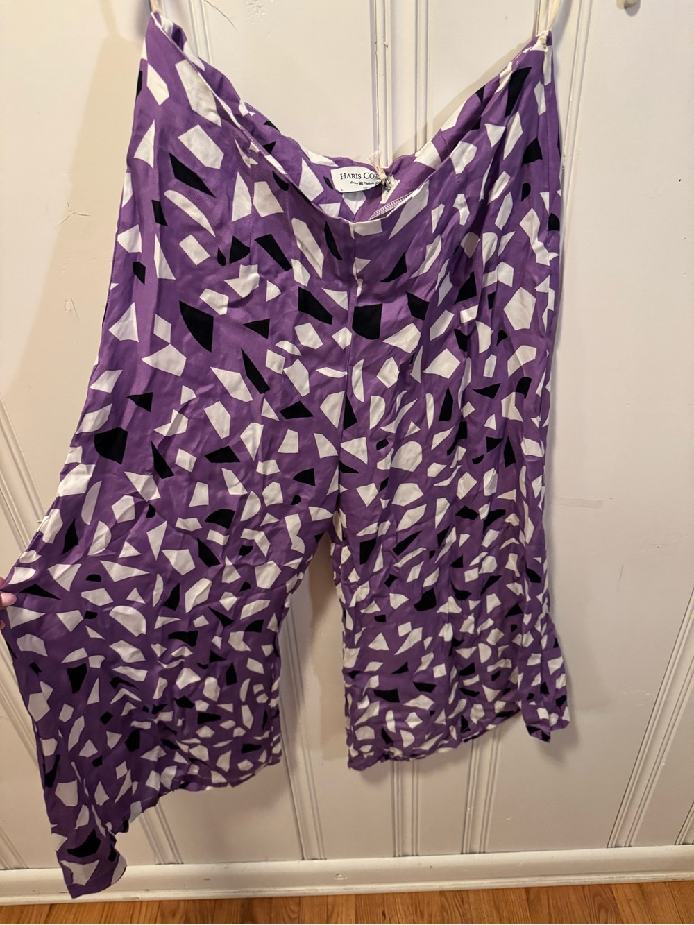 Harris Cotton Purple Abstract Print Wide-Leg Jumpsuit